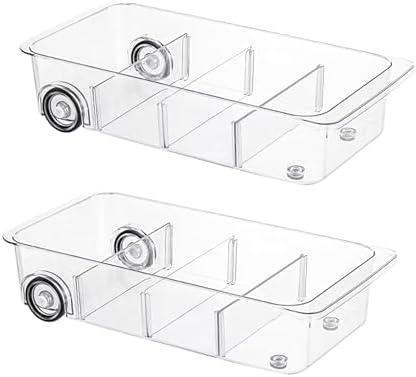 Fridge Organizer Bins With Wheels, 2 Pack Roll Out Refrigerator Organizers And Storage Refrigerator Drawer With Dividers, Upgrade Thick Plastic Pantry Storage Bins, Kitchen Organization