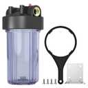 Whole House Water Filter Housing (WH-C10HD), 10" x 4.5" Sediment etc Filter Universal Housing, Pre-Filtration System for Well and City Water, 1" NPT Port, Pressure Release(Clear Housing)
