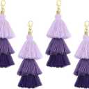 uxcell 4Pcs Tri-Layered Tassels 6.7Inch Tassel Bag Charm Bohemian Keychains Handmade Tassel Keychain for DIY Projects, Jewelry Making, Decoration (Light Purple/Purple/Dark Purple)