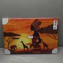 African Women Canvas Print Wall Art - Africa Ethnic Elephant Giraffe Animals Sunset - Wall Decor Modern Artwork Paintings Pictures for Living Room Stretched and Framed Ready to Hang - 16" x 24"