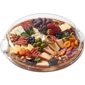 FARBERWARE Build-a-Board Cutting Board with Single Compartment and Clear Locking Lid for Charcuterie, Snacks, and More, Acacia