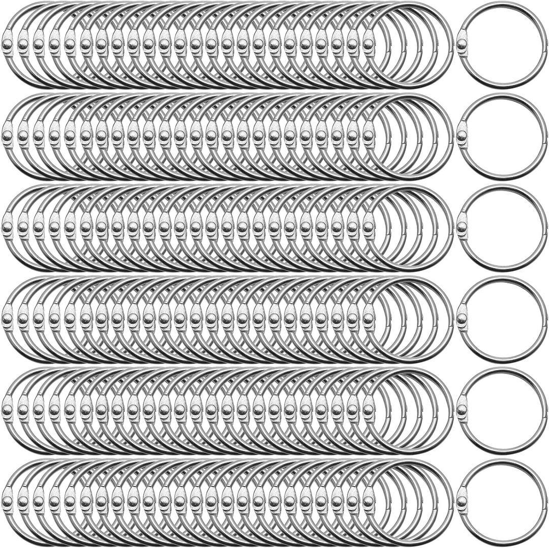 Jadive 500 Pack Loose Leaf Binder Rings 1 Inch Office Book Flashcard Rings Metal for Index Cards Binder Clips for School Home Office Supplies (25 mm,Silver)