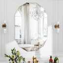 30x22 Inch Beveled Oval Bathroom Mirror, Frameless Copper-Free Silver Mirror, Modern Vanity Mirror, Decorative Wall Mirrors Over Sink for Restroom, Bedroom, Living Room, Bathroom, Entryway