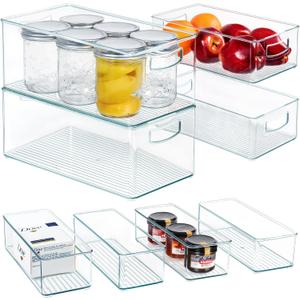 Hudgan 8 PACK Freezer Organizer Bins Stackable Pantry Organizers and Storage Clear Plastic Acrylic Storage Container for Kitchen Pantry Refrigerator