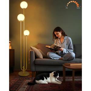 63IN 3-Light Dimmable Floor Lamp, Unique Candle Holder Style Gold Tall Standing Lamps with 3000K G9 Bulbs for Reading, Mid Century Modern Floor Lamp for Living Room Bedroom Home Office
