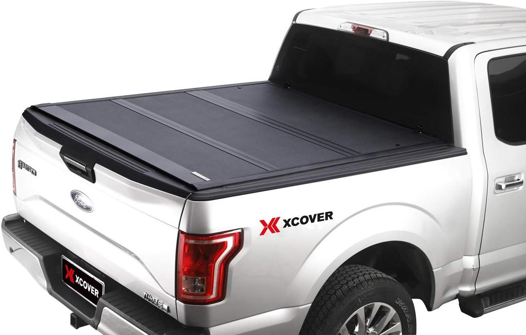 Xcover Truck Bed Cover Tonneau Cover, Compatible with 2017-2025 Ridgeline, Low Profile Hard Folding Truck Bed Cover
