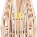 47th & Main Bamboo Hurricane Lantern with Handle Woven Natural Rattan Boho Hanging Candle Holder for Patio, Yard, Home Dcor, Large, Blonde