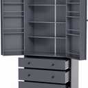 77" Tall Kitchen Storage Cabinet Pantry Wood Freestanding Large Cupboard with 3 Drawers,3 Adjustable Shelves,8 Door-Shelf for Dining Room,Grey