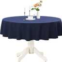 Romanstile Round Waterproof Tablecloth, Stain Resistant Washable Table Cloths Wrinkle Free Polyester Table Covers for Kitchen Dining Party Wedding Indoor and Outdoor - Navy Blue, 108 Inch