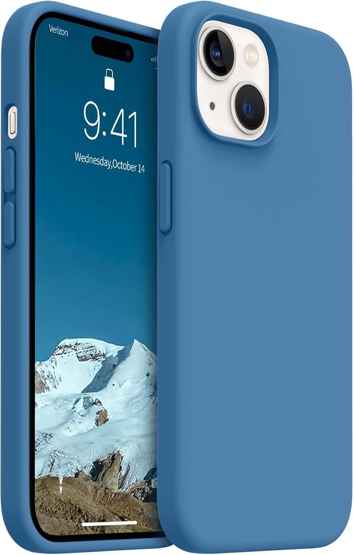 AOTESIER Compatible with iPhone 15 Case, Full Body Food-Grade Silicone Wear-Resistant, Anti-Drop Protection with Soft Anti-Scratch Microfiber Lining Phone Case for iPhone 15, 6.1 inch, Azure Blue