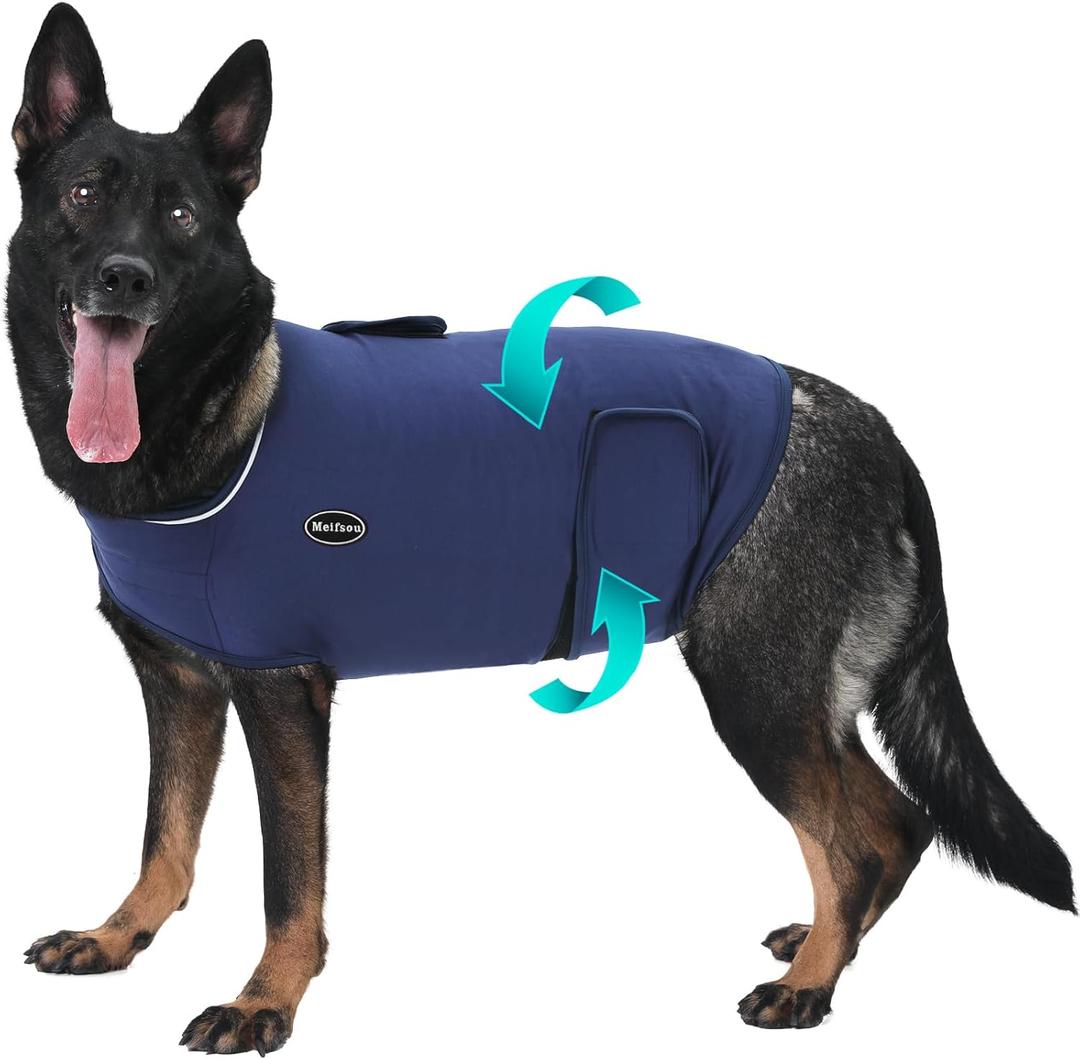 Dog Anxiety Vest, Skin-Friendly Thunder Jacket for Dogs, Dog Calming Shirt for Thunder, Fireworks, Vet Visits and Separation - Keep Pet Calm Without Medicine & Training, Anti Anxiety for Dogs (Medium, Blue)