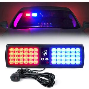 Xprite Red Blue 48LED Visor Strobe Flashing Lights Interior Windshield Sunshield Emergency Warning Lights for Police Volunteer Firefighter Vehicles Trucks