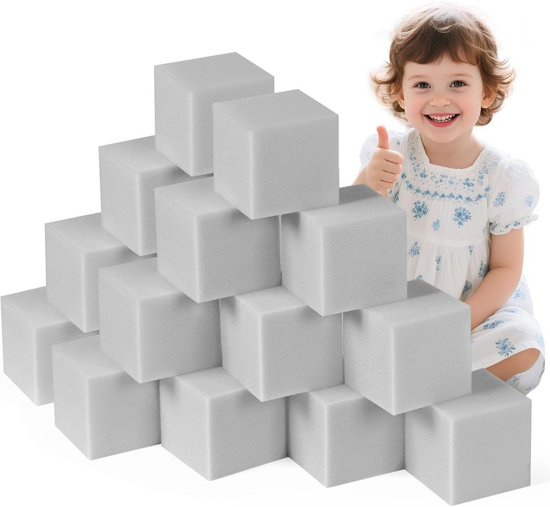 Foam Pit Blocks Foam Padding Sponge Pit Cubes Sponge Blocks for Amusement Park Gymnastics Freerunning and Parkour Courses - 48PCS 5" x 5" x 5" (Light Gray)