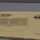 TECKNET Wireless Ergonomic Keyboard Rechargeable, 2.4G+Bluetooth Ergo Cordless USB Computer Keyboard, Wrist Rest, Natural Typing, Stain-Resistant Fabric, Compatible For Windows Computer Desktop Laptop