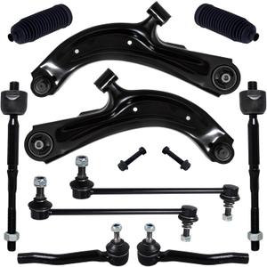TUCAREST 10Pc Suspension Kit Fit For 2013-19 Ni-ssan Sentra 1.8L, 13-20 NV200, 2 Front Lower Control Arm w/Ball joint + 4 Outer Inner Tie Rod + 2 Sway Bar [# K622159 K622160 K750719 EV800951 ES800965]