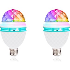 Disco Ball Light Bulb, 3w E27 RGB Color Rotating Bulb Led Party Bulbs, Magic Ball Light for for Disco, Holiday, Birthday, Club, Halloween, Christmas, Bar, Indoor & Outdoor(2 Pack)