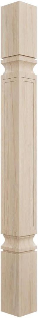 Ekena Millwork COL03X03X35KERW Kent Raised Panel Cabinet Column (Top Block: 6 1/8", Bottom Block: 7 1/8"), 3 3/4"W x 3 3/4"D x 35 1/2"H, Rubberwood