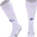2 x Men's football socks, knee high running pressure socks, training sports performance socks (1 Pair) (White)