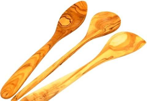 Olive Wood Set of 3 Spoons Wooden Spoons