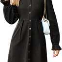 Simplee Womens Denim Dress Long Sleeve 2025 Fall Western Outfit Babydoll Button Down Mini Jean Dresses Trendy with Pockets (Small)