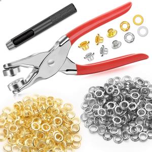 643Pcs Grommet Tool Kit 1/2 Inch(Inside Hole Size) Eyelet Kit with 320Pcs Eyelets Grommets, 320Pcs Washers, and Grommet Eyelet Pliers for Leather/Belt/Shoes/Crafts