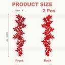 MECCANIXITY 2Pack Rhinestone Applique Patches, 13 x 4 Inches Red Lace Embroidery Patches Sew on Rhinestone Beaded Sequins for Sewing Making Dresses Wedding Banquet Evening Gown Decoration