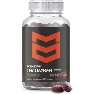 MTN OPS Slumber Sleep Gummies 60 Servings, Tart Cherry 1000mg, Melatonin 2.5mg, Chamomile, Natural Flavors, Made in USA, Mixed Berry, Nighttime Sleep Aid, Best By 04/26