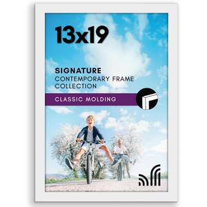 Americanflat 13x19 Picture Frame with Shatter-Resistant Glass - Signature Collection - Gallery-Style Frames Made of Engineered Wood - Photo Frame for Wall Display - White