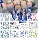 Marble Nail Art Stickers Water Transfer Nail Decals Full Wraps Gradient Acrylic Nail Kits for Women Kids Girls Manicure Decoration Accessories Supplies 12 Sheets