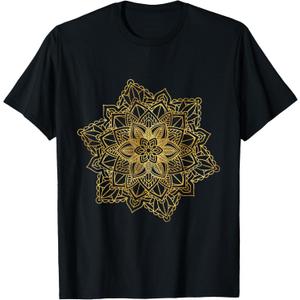 Mandala Sacred Fractal Geometry Art Yoga Mantra Good Vibes T-Shirt, XL