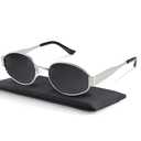 livho 2025 Trendy Oval Sunglasses - Stylish Polarized Shades for Everyday - Retro Metal Frames (Grey/Silver)