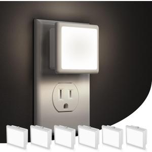 L LOHAS LED Night Lights Plug into Wall, [6-Pack] Plug in Night Light, Dusk-to-Dawn Sensor, 5000K Daylight 0.3W Bright Nightlight Auto-On/Off for Adults Kids Room Bedroom Bathroom Hallway Kitchen