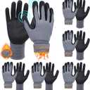 Vesici 6 Pairs Winter Work Gloves Waterproof Touchscreen for Men Women Nitrile Non Slip Freezer Gloves for Outdoor (Large, Grey)