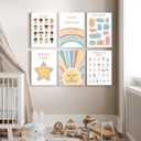 6Pcs Kids Mental Health Wall Art Nursery Psychology Therapy Positive Aaffirmations Inspirational Boho Painting Posters Pictures Wall Decor Canvas Print Artwork for Classroom Baby Room Home Decoration (16L" x 12W")