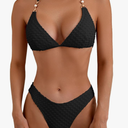 swimall Women's Triangle Bikini Set Cheeky High Cut Sexy Two Piece Swimsuit Cute Halter Bathing Suit Size:L