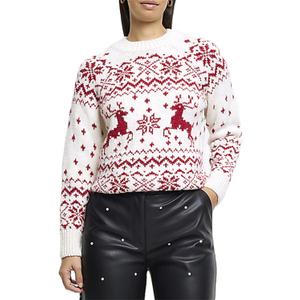 Women Cute Christmas Graphic Sweater Ugly Floral Long Sleeve Crew Neck Knit Pullover Top Funny Xmas Winter Outfits
