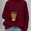 PRETTYGARDEN Fall Sweaters for Women 2026 Winter Clothing Batwing Sleeve Casual Loose Knit Turtleneck Sweater Holiday Outfits (L)