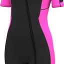 Hevto Women Wetsuit 3/2mm Neoprene Wet Suit Keep Warm in Cold Water for Surfing Swimming Diving (14, W1S-2mm-Front Zip-Pink)