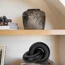 Table Decor Handcrafted Wooden Knot Sculpture Decor Modern Nordic Style Decorative Accent for Home, Office, Shelf, and Console Table Matte Black Finish, 7"x4.7"