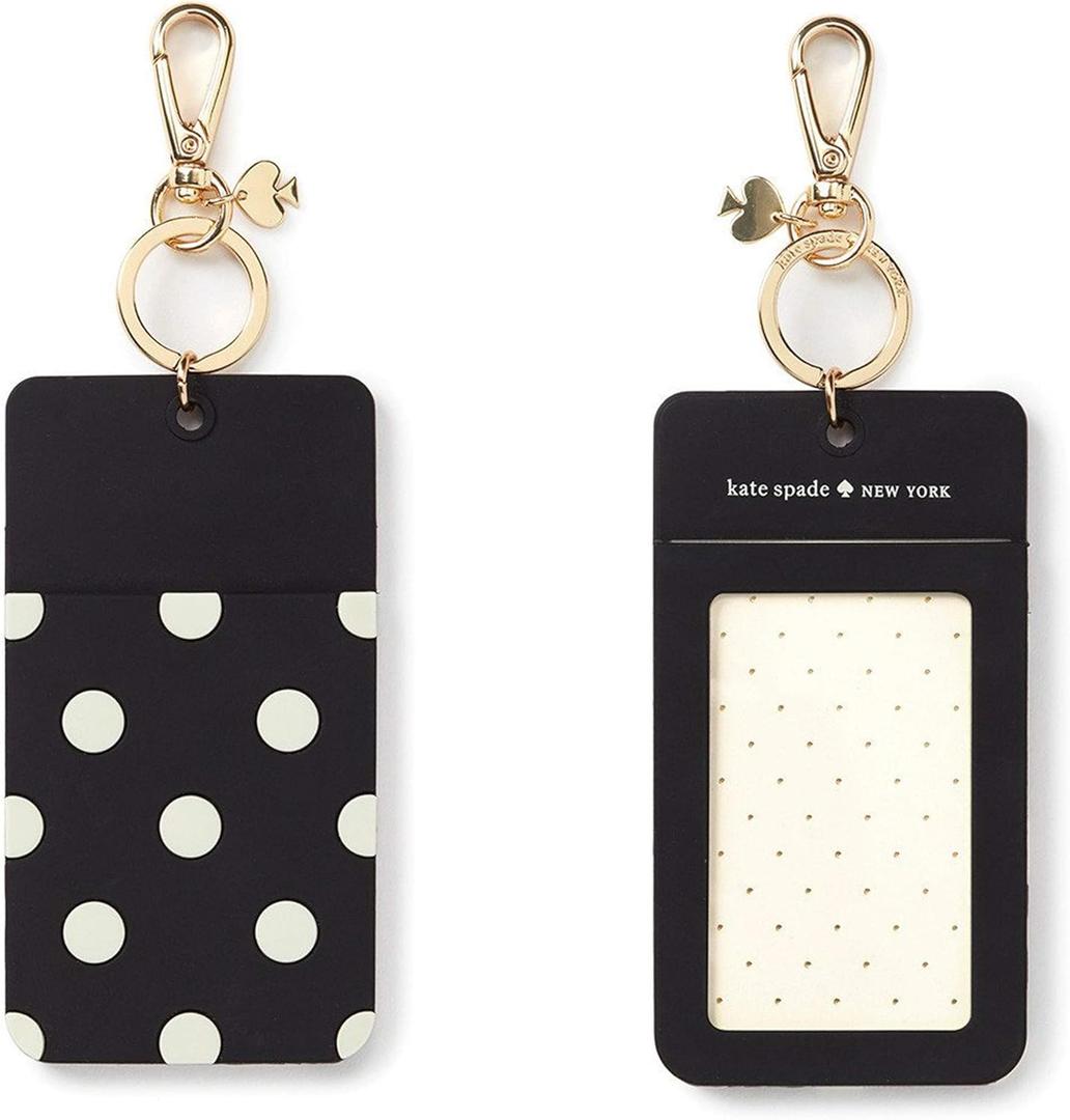 Kate Spade New York Id Badge Clip Key Chain, Silicone Keychain Accessory, Black Dot