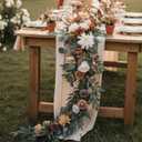 Wedding Arch Flowers 12FT, Terracotta Burnt Orange Artificial Flower Garland for Wedding Arch Decor, Large Floral Arrangement for Ceremony Backdrop, Reception Table Runner, Without Drapes