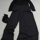 Womens Dressy Jumpsuits Casual One Piece Outfits Off Shoulder Lace Trim Overalls Straight Leg Pants (Black, Size M)