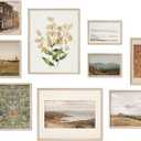 Habseligkeit Retro Prints for Wall Decor, Vintage Wall Art Prints, Country Wall Decor Aesthetic Landscape Home Decor Bedroom Living Room Unframed, Set of 9