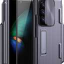 KJSK for Samsung Galaxy Z Fold 6 Case, with S Pen Holder, Built-in Hinge Protection & Screen Protector&Clamshell Camera Cover, Protective case for Z Fold 6(Flip-top Black)