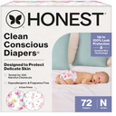 The Honest Company Comfort Dry Disposable Diapers for Sensitive Skin, Hypoallergenic, Rose Blossom + Tutu Cute, Club Box Size 2 (12–18 lbs), 72 Count