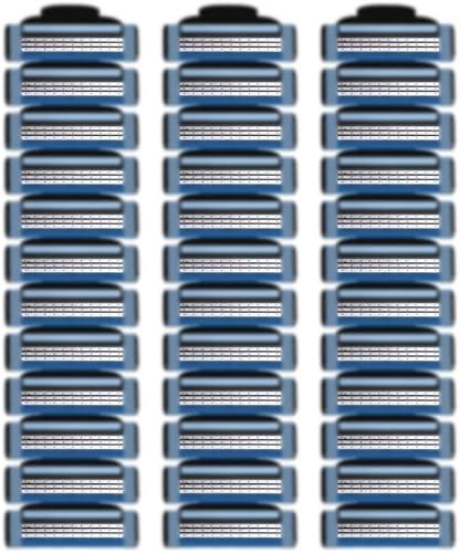 34 Blades Replacement Parts for GL-Mach 3 Style Razors (Blue), Wet Razors Men's Blades Value Packs
