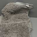 Bathroom Rugs Sets 3 Piece Extra Soft and Absorbent Shag Bathroom Rugs, Machine Wash Mat, Strong PVC Non-Slip Underside, Plush Carpet Mats (Light Grey) (2'8" x 1'8" (16x24"+20x32"+20x20"U shape)