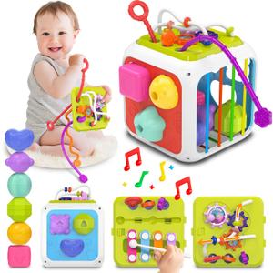 kecristv Montessori Toys for Toddler Girls Boys, Baby Sorter Learning Sensory Activity Cube, Toddler Girl Boy Easter Basket Stuffers Birthday Gifts, Baby Toys 18+ Months