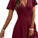 RUMIA Womens Casual Dresses Wrap V Neck Dress A-Line Ruffle Sleeve Summer Sundress Fashion 2026 (Red)