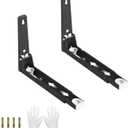 EsLuker.ly Universal Stainless Steel Microwave Oven Wall Mount Bracket, Arm Adjustable Foldable Kitchen Stretch Oven Stand Shelf Rack Load 55 lb, Black